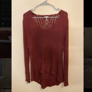 Burgundy En Crème Loose Knit Sweater Size S